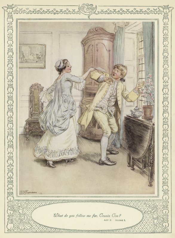 رسم توضيحي لـ Goldsmith&39;s She Stoops to Conquer بواسطة هيو طومسون