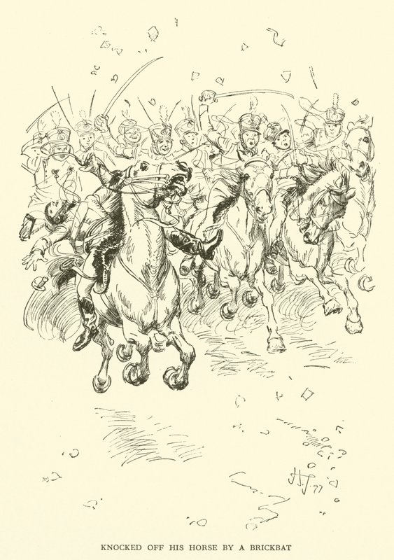 Knocked off his Horse by a Brickbat (engraving) بواسطة هيو طومسون