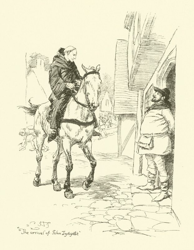 The arrival of John Lydgate (litho) بواسطة هيو طومسون