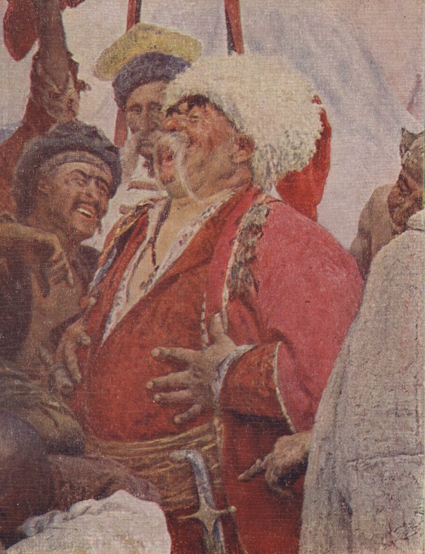 تفاصيل من اللوحة رد القوزاق الزابوروجي على السلطان محمد الرابع ، 1891 بواسطة ايليا افيموفيتش ريبين