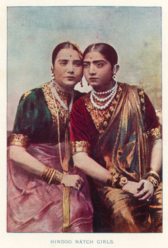 الهنود الأصليون: Hindoo Natch Girls (صورة ملونة) بواسطة مصور هندي