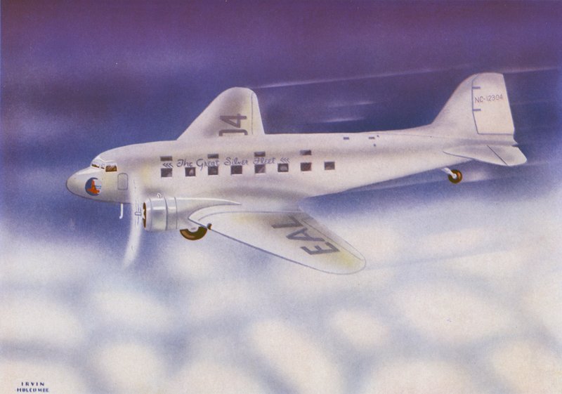 دوغلاس DC-3 (طباعة حجرية ملونة) بواسطة إيرفين إل هولكومب