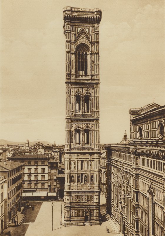 فلورنسا / فلورنسا: Cathedral، The Campanile، Giotto (b / w photo) بواسطة مصور إيطالي