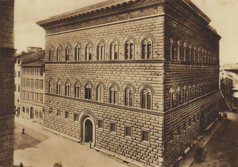 فلورنسا / فلورنسا: Palazzo Strozzi (b / w photo) بواسطة مصور إيطالي