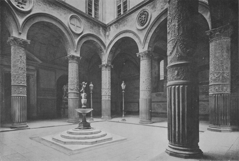 فلورنسا ، Palazzo Vecchio ، The Cortil (صورة b / w) بواسطة مصور إيطالي