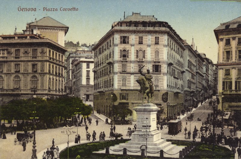 Genova, Piazza Corvetto (colour photo) بواسطة مصور إيطالي