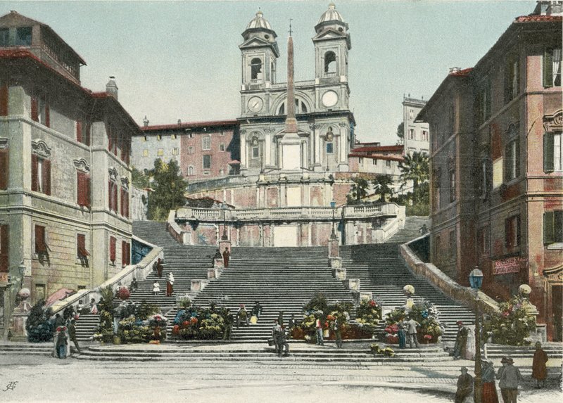 Rome, The Spanish Steps (colour photo) بواسطة مصور إيطالي