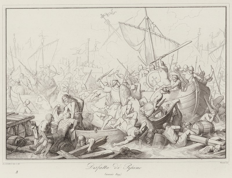Disfatta di Pipino, 809 (engraving) بواسطة المدرسة الايطالية