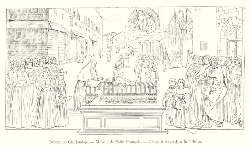 دومينيكو غيرلاندايو ، Miracle de Saint Francois ، Chapelle Sassetti ، a la Trinita (نقش) بواسطة المدرسة الايطالية