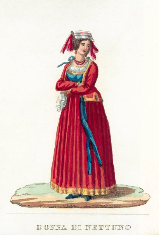 Donna Di Nettuno (coloured engraving) بواسطة المدرسة الايطالية