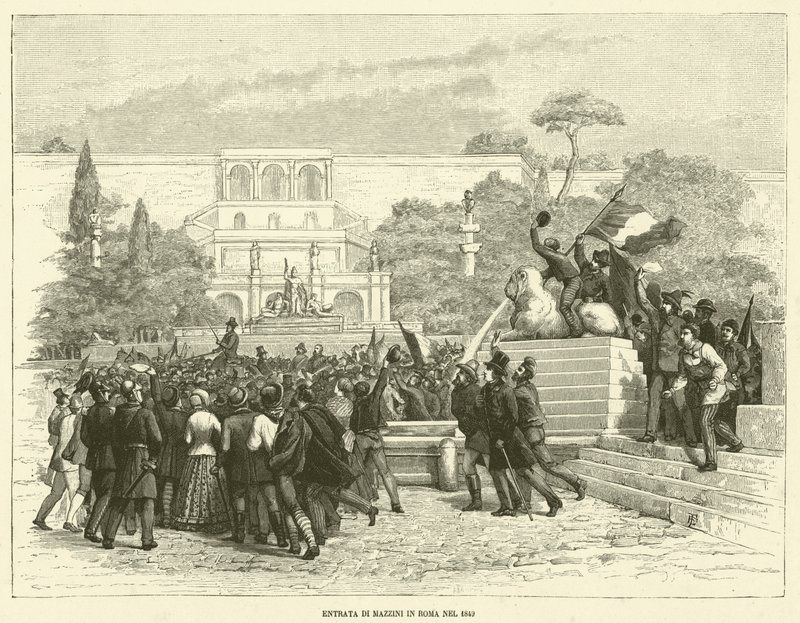 دخول مازيني إلى روما عام 1849 (نقش) بواسطة المدرسة الايطالية