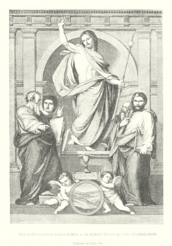Fra Bartolommeo della Porta ، Le Christ et les Quarte Evangelistes ، Collection du Palais Pitti (نقش) بواسطة المدرسة الايطالية