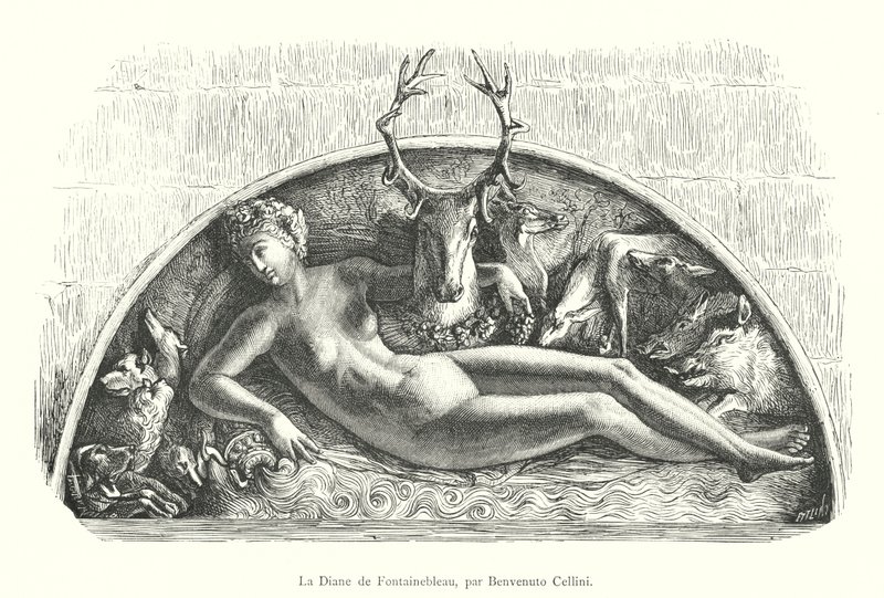 La Diane de Fontainebleau ، بقلم Benvenuto Cellini (نقش) بواسطة المدرسة الايطالية