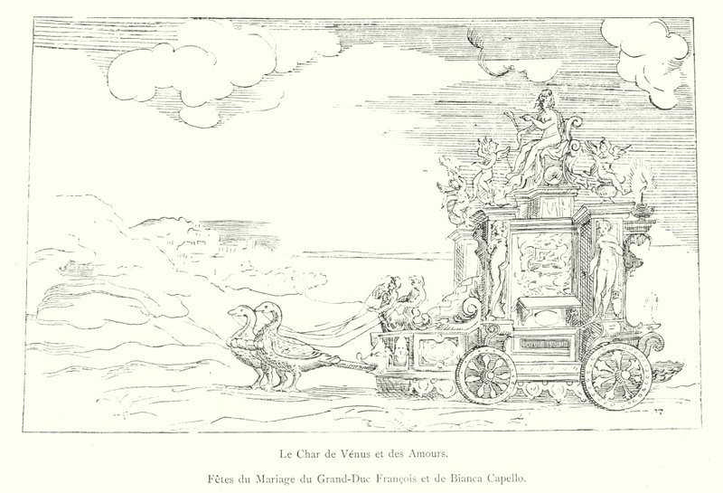 Le Char de Venus et des Amours ، أعياد زفاف الدوق الأكبر فرانسوا وبيانكا كابيلو (نقش) بواسطة المدرسة الايطالية