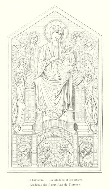 Le Cimabue, La Madone et les Anges, Academie des Beaux-Arts de Florence (engraving) بواسطة المدرسة الايطالية
