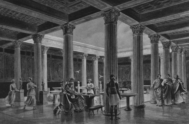 Pompei: Casa dei Vettii (litho) بواسطة المدرسة الايطالية