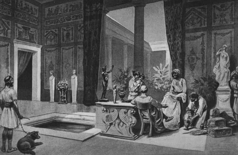 بومبي: House of Meleager (litho) بواسطة المدرسة الايطالية