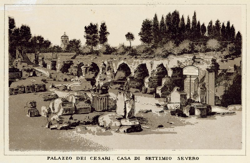 روما: Palazzo Dei Cesari ، House of Septimius Severus (litho) بواسطة المدرسة الايطالية
