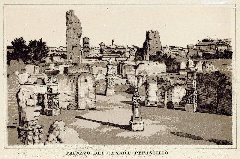 روما: Palazzo Dei Cesari ، Peristyle (litho) بواسطة المدرسة الايطالية