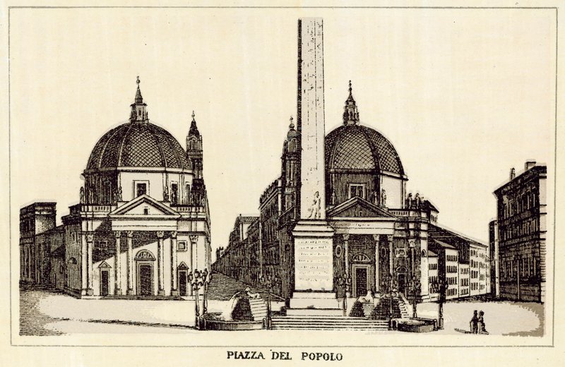 Roma: Piazza Del Popolo (litho) بواسطة المدرسة الايطالية