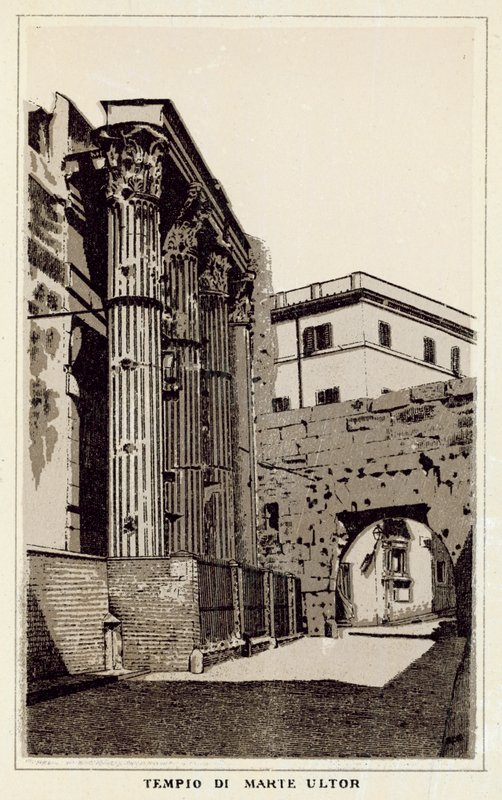 Roma: Tempio Di Marte Ultor (litho) بواسطة المدرسة الايطالية