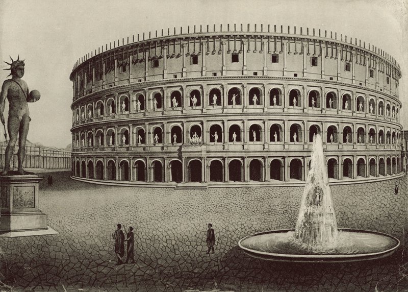 The Coliseum restored (litho) بواسطة المدرسة الايطالية