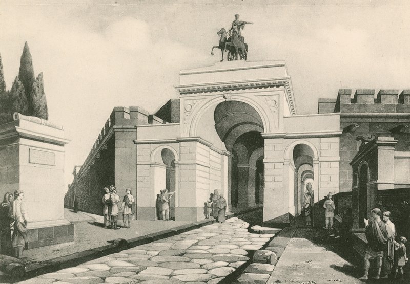 بوابة Erculaneum كما كانت (الحفر) بواسطة المدرسة الايطالية