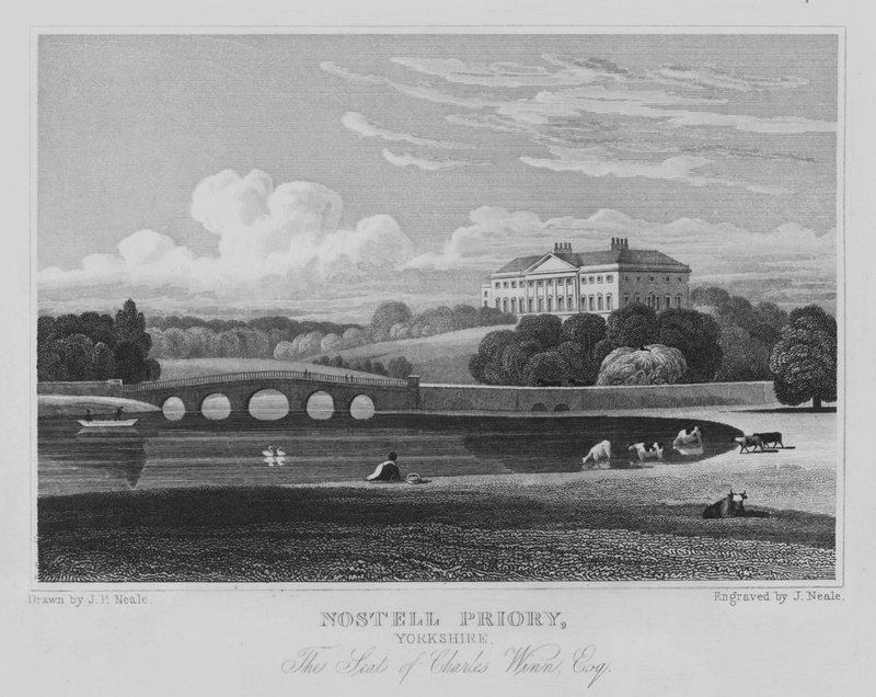 Nostell Priory ، يوركشاير ، مقعد تشارلز وين ، المحترم (نقش) بواسطة جون بريستون نيل