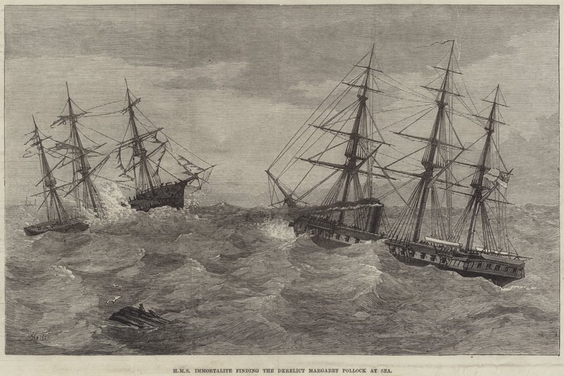HMS Immortalite العثور على مارغريت بولوك المهجورة في البحر بواسطة جيه ويلز