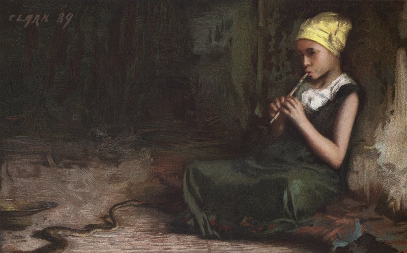 فتاة ساحرة ثعبان (chromolitho) بواسطة جيمس (بعد) كلارك