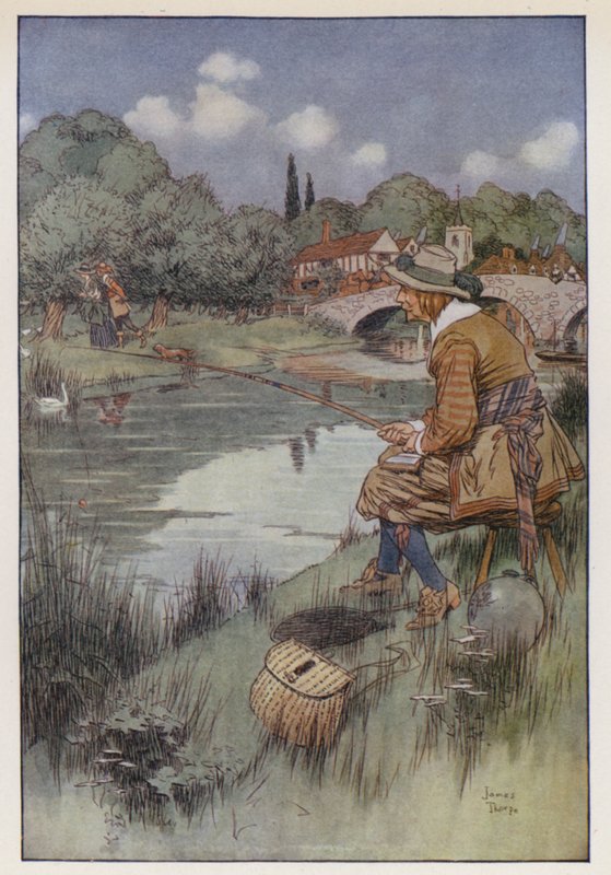 رسم توضيحي لفيلم The Compleat Angler لإيزاك والتون بواسطة جيمس ثورب