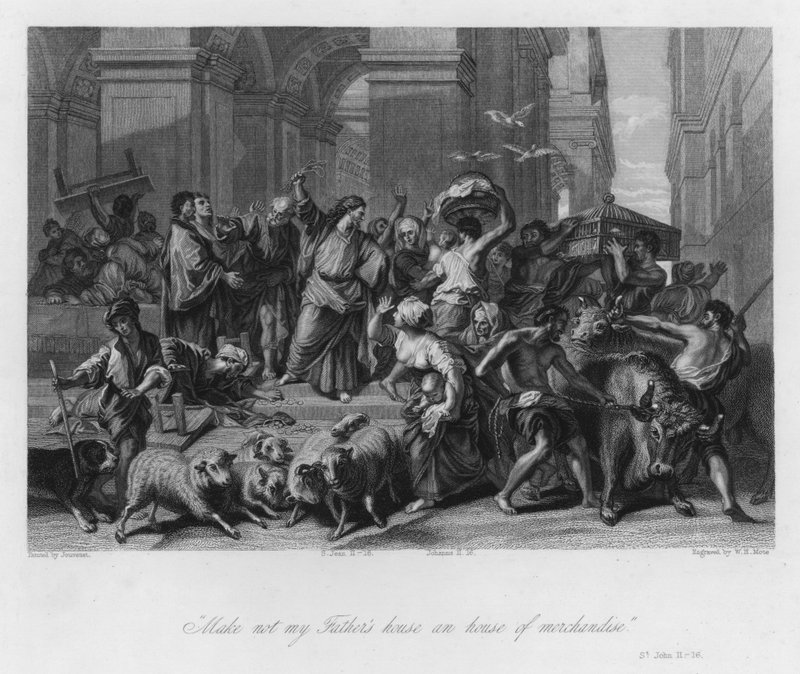The Profaners expelled from the Temple, St John II بواسطة جان بابتيست (بعد) جوفينيه