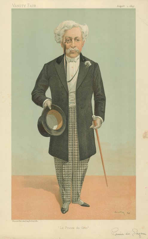 Le Prince de Sagan ، Le Prince du Chic ، 1 August 1895 ، Vanity Fair cartoon بواسطة جان بابتيست جوث