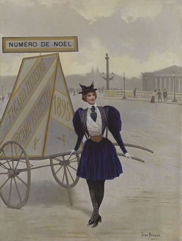 La Reclame de lAvenir (إعلان المستقبل). رسم توضيحي للغلاف من لو فيغارو إيلوستري ، ديسمبر ١٨٩٥ بواسطة جان بيرود