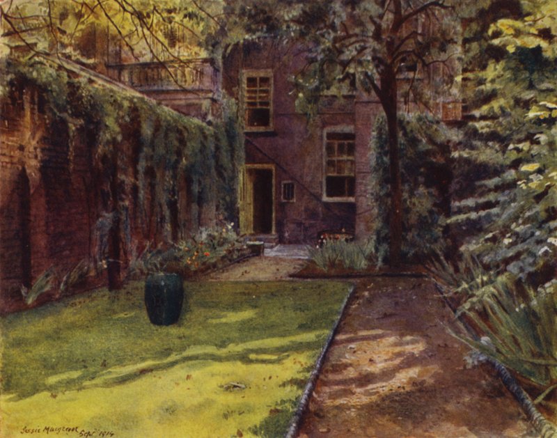 Carlyle House, View of Garden and House (colour litho) بواسطة جيسي ماكجريجور