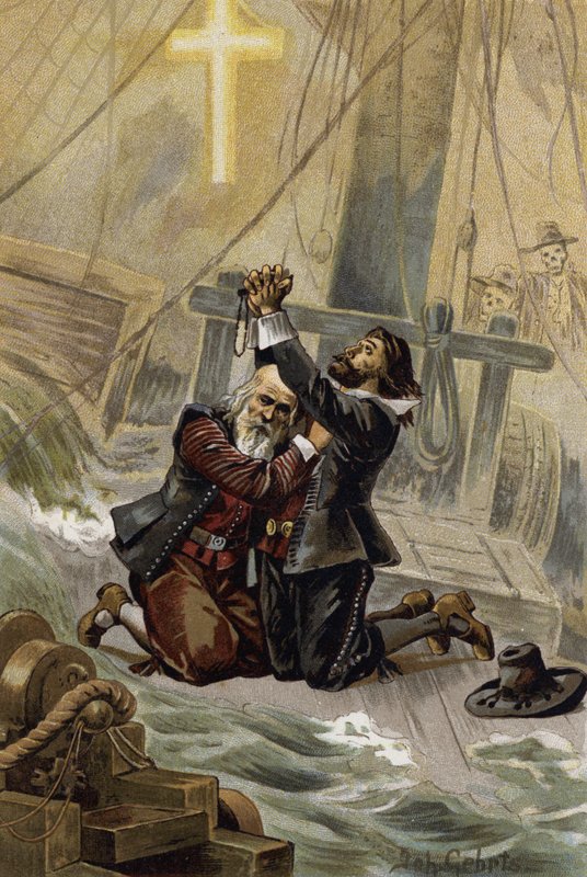 رسم توضيحي لـ The Flying Dutchman ، أو Der Fliegende Hollander (لون ليثو) بواسطة يوهانس (بعد) غيرتس