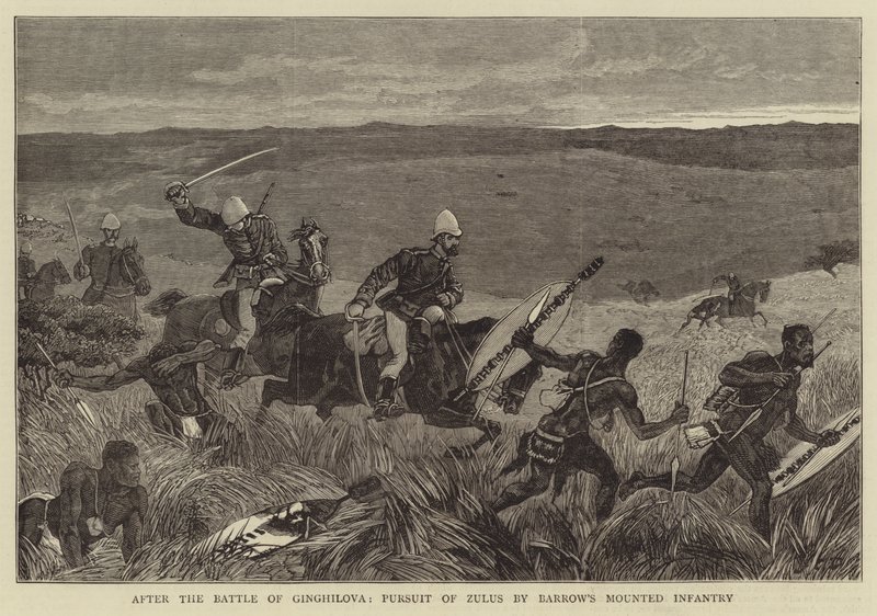 بعد معركة Ginghilova ، السعي وراء Zulus بواسطة مشاة Barrow&39;s Mounted بواسطة جون تشارلز دولمان