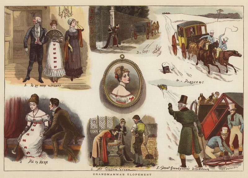 Elopement الجدة (chromolitho) بواسطة جون تشارلز دولمان