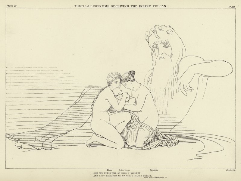 يتلقى Thetis و Eurynome الرضيع Vulcan بواسطة جون فلاكسمان