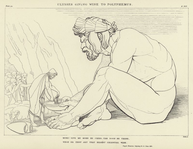 يوليس يعطي النبيذ ل Polyphemus بواسطة جون فلاكسمان