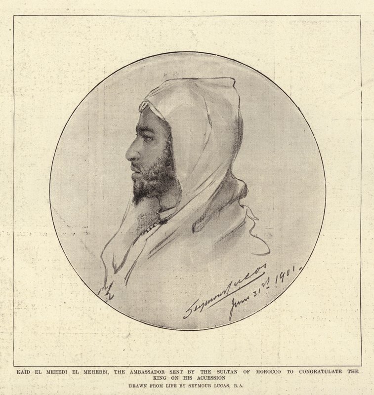 معالي القائد المهدي المحبي سفير المغرب أرسله سلطان المغرب لتهنئة الملك على انضمامه بواسطة جون سيمور لوكاس