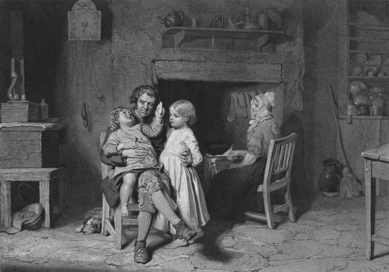رسم توضيحي ليلة السبت في الكوتار بقلم روبرت بيرنز ، الآية الثالثة (نقش) بواسطة يوحنا (بعد) فيد