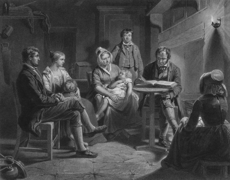 رسم توضيحي لـ The Cottar's Saturday Night بواسطة روبرت بيرنز ، الآية XII (نقش) بواسطة يوحنا (بعد) فيد