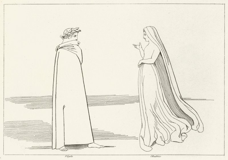 لقاء فيرجيل وبياتريس ، جحيم ، كانتو 2 (نقش) بواسطة جون (بعد) فلاكسمان
