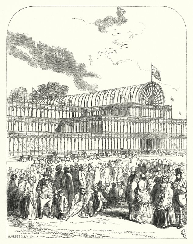 قصر الكريستال في هايد بارك ، لندن ، مكان المعرض الكبير لعام 1851 ، الذي صممه جوزيف باكستون وتشارلز فوكس (نقش) بواسطة جون (بعد) جيلبرت