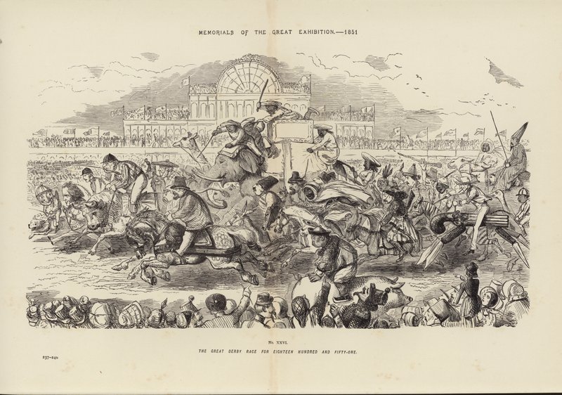 النصب التذكارية للمعرض الكبير 1851 ، سباق دربي العظيم لثمانية عشر ومائة وواحد وخمسين (نقش) بواسطة يوحنا (بعد) علقة