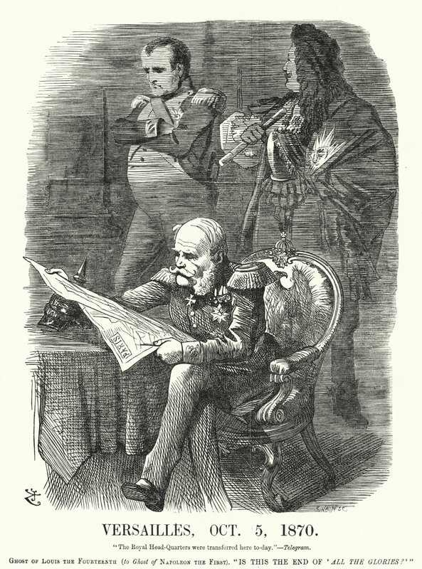 كارتون لكمة: فرساي ، 5 أكتوبر 1870 - إذلال فرنسا في الحرب الفرنسية البروسية (نقش) بواسطة جون (بعد) تينيل
