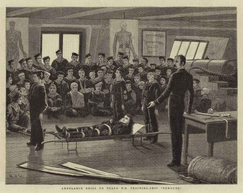 تدريب سيارة إسعاف على متن السفينة HM Training-Ship Exmouth بواسطة جون تشارلز دولمان