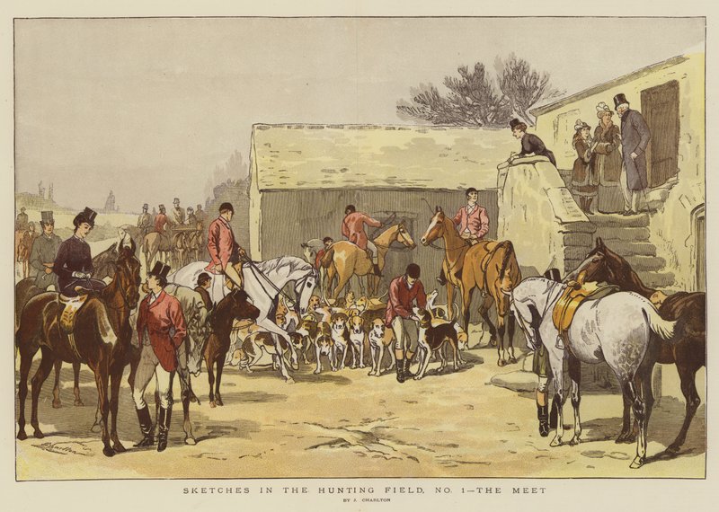 رسم تخطيطي في مجال الصيد ، رقم 1 ، اللقاء (chromolitho) بواسطة جون تشارلتون