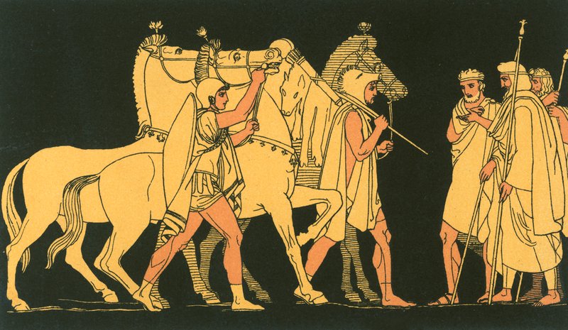 Diomed و Ulysses ، يعودان مع غنائم Rhesus بواسطة جون فلاكسمان
